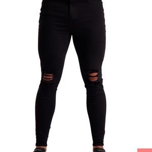 Adonis Gear black ripped knee muscle fit jeans size 32.